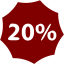 maroon 20 percent badge icon
