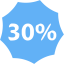 tropical blue 30 percent badge icon