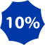 royal azure blue 10 percent badge icon