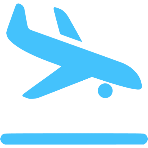 Caribbean blue airplane landing icon - Free caribbean blue airplane icons