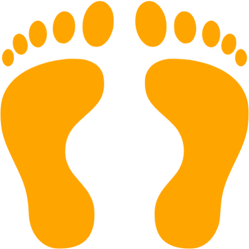 Orange human footprints icon - Free orange footprint icons