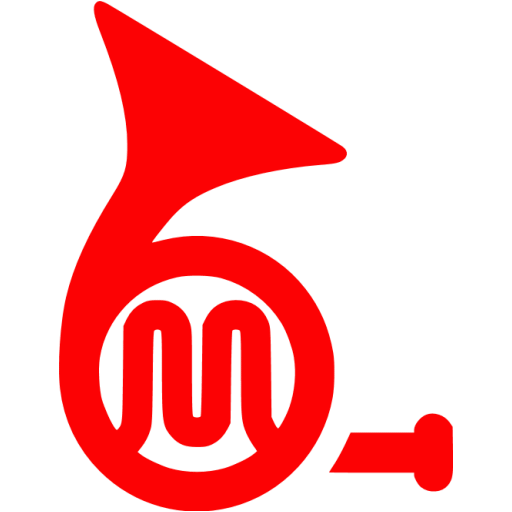 Red french horn icon - Free red music icons