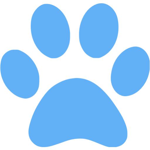 blue paw print logo