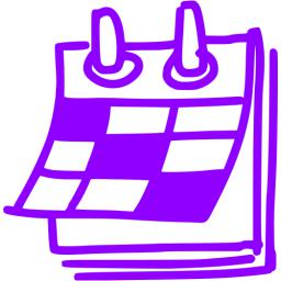 Calendar icon, violet button, organizer sign, agenda symbol. ~ Clip Art  #44039011