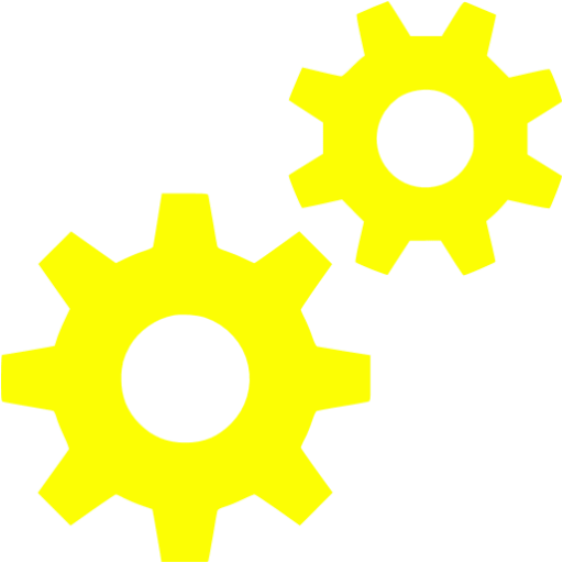 Black Loading and Gear Icon Isolated on Yellow Background