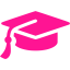 deep pink graduation cap icon