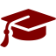 maroon graduation cap icon