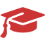 persian red graduation cap icon