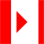 red collapse right icon