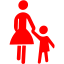 red mother and child icon