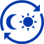 royal azure blue 24 hour service icon