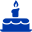 royal azure blue birthday cake icon