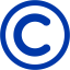 royal azure blue copyright icon