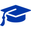 royal azure blue graduation cap icon